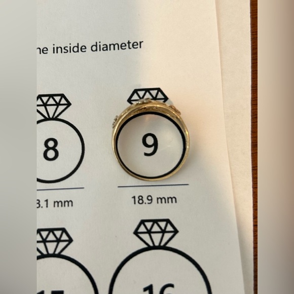 10K Yellow Gold Ring With Rose and White Gold Flowers Size 9 - Picture 11 of 11